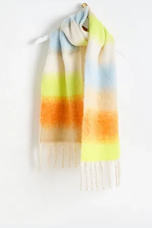 Oliver Bonas Neon Stripe Heavyweight Tassel Scarf