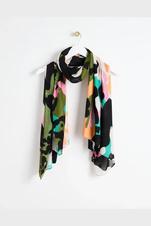 Oliver Bonas Khaki Green Leopard Animal Print Scarf