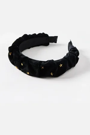 Oliver Bonas Cara Ruched Velvet Star Studded Headband