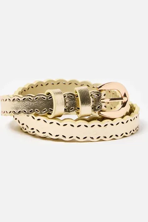 Oliver Bonas Cut Out Scallop Skinny Belt, size Medium