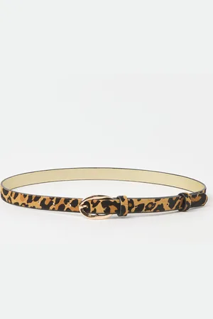 Oliver Bonas Leather Textured Leopard Print Belt, size Small