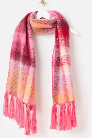 Oliver Bonas Pink Checked Heavyweight Chunky Scarf