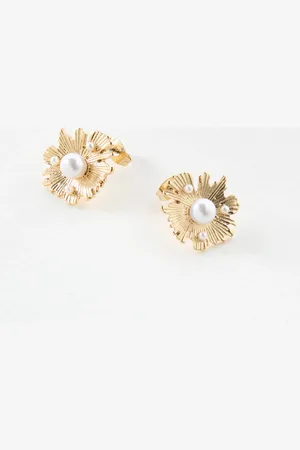 Oliver Bonas Nella Starburst Faux Pearl Statement Earrings