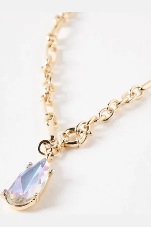 Oliver Bonas Syrela Purple Stone Gold Toned Collar Necklace