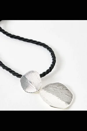 Oliver Bonas Ester Twisted Cord Tiered Silver Tone Pendant Necklace