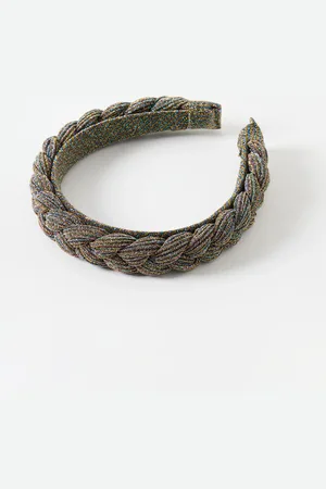 Oliver Bonas Priya Rainbow Glitter Plaited Padded Headband