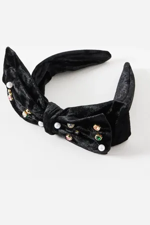 Oliver Bonas Meike Velvet Statement Bow Headband