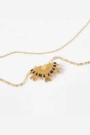 Oliver Bonas Diana Embellished Fan Layered Pendant Necklace