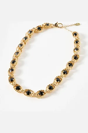 Oliver Bonas Farah Stone & Twisted Rope Chunky Chain Necklace