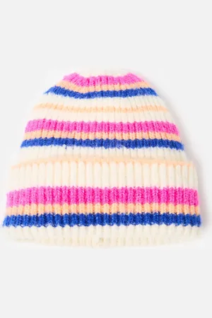 Oliver Bonas Cream Striped Knitted Beanie Hat