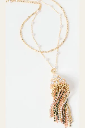 Oliver Bonas Blanche Layered Faux Pearl Chain Pendant Necklace