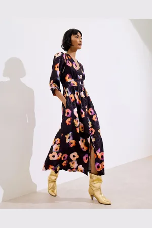 Oliver Bonas Floral Print Woven Midi Dress, size 6