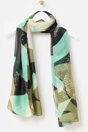 Oliver Bonas Abstract Floral Gold Foil Lightweight Scarf