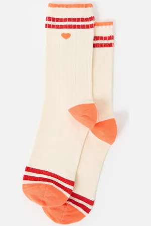 Oliver Bonas Cream & Heart Sporty Ankle Socks