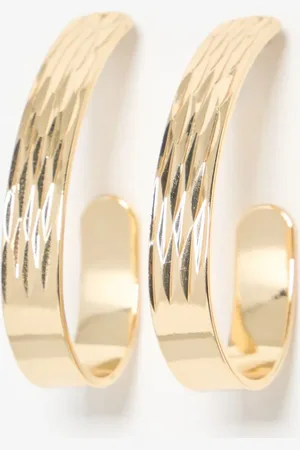 Oliver Bonas Arona Flat Textured Tone Hoop Earrings