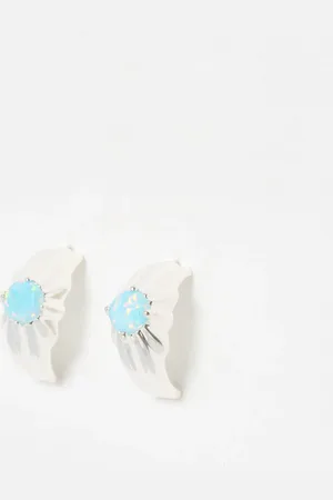 Oliver Bonas Linnea Opalite Inlay Sterling Silver Hoop Earrings