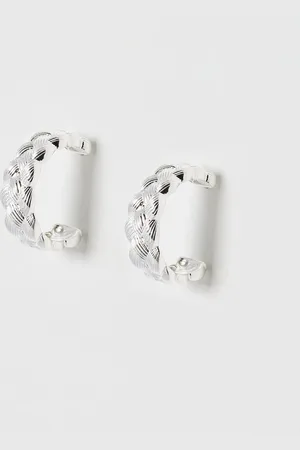 Oliver Bonas Sylvia Plaited Texture Hoop Earrings
