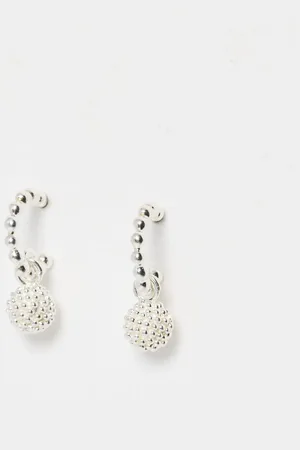 Oliver Bonas Elsie Textured Round Drop Hoop Earrings