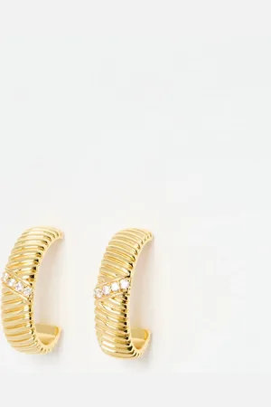 Oliver Bonas Aryna Plated Ribbed Hoop Earrings