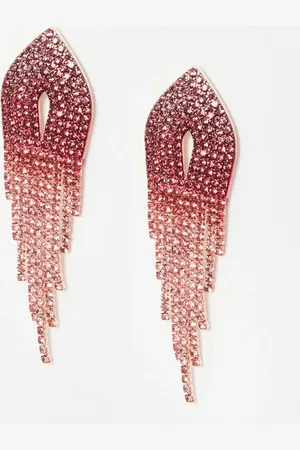 Oliver Bonas Demina Pink Ombre Tassel Statement Earrings