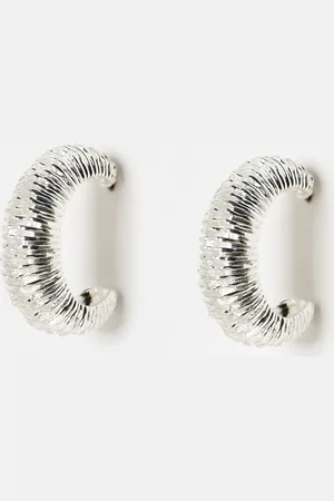 Oliver Bonas Araceli Line Detail Large Tone Hoop Earrings
