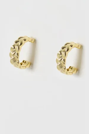 Oliver Bonas Sylvia Plaited Texture Plated Hoop Earrings