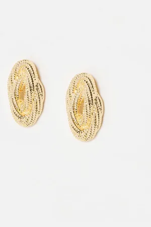 Oliver Bonas Suzette Interlocked Oval Toned Statement Earrings
