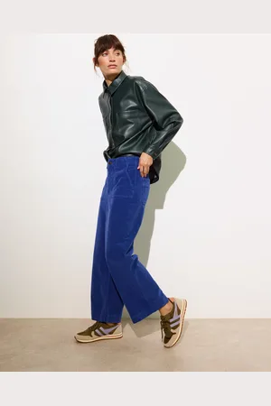 Oliver Bonas Cobalt Corduroy Cropped Wide Leg Trousers, size 18