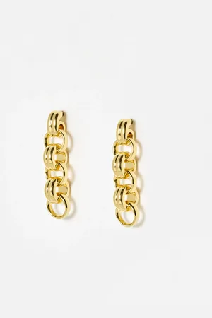 Oliver Bonas Cecelia Chunky Plated Rolo Chain Earrings