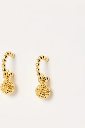 Oliver Bonas Elsie Textured Round Drop Plated Hoop Earrings