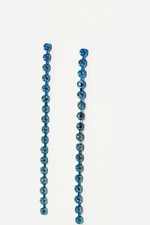 Oliver Bonas Simone Blue Plated Circular Stone Drop Earrings