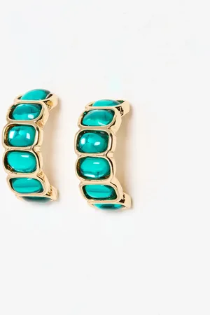 Oliver Bonas Skyette Oval Baguette Stone Hoop Earrings