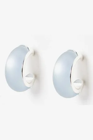 Oliver Bonas Kay Lilac Resin Silver Tone Hoop Earrings
