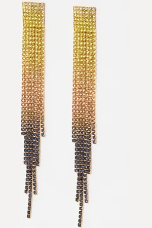 Oliver Bonas Maurea Yellow Ombre Chain Square Tassel Earrings