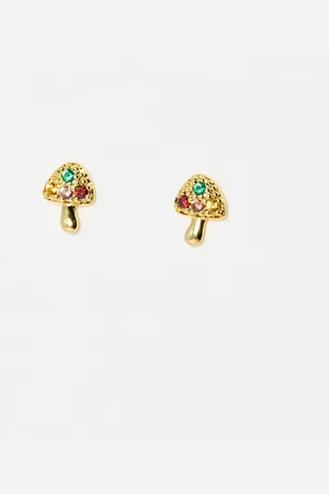Oliver Bonas Mia Mushroom Gold Plated Stud Earrings
