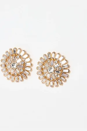Oliver Bonas Bessie Baguette Stone Circular Statement Earrings