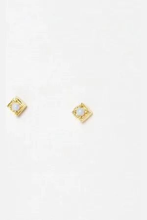 Oliver Bonas Cyan Opalite Inlay Square Stud Earrings