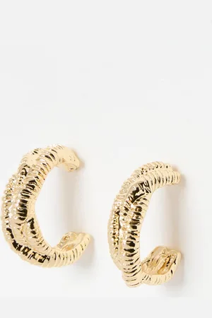 Oliver Bonas Ayana Textured Twisted Tone Chunky Hoop Earrings