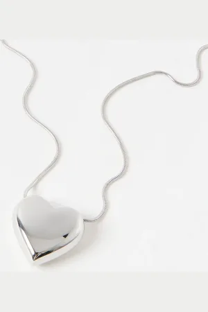 Oliver Bonas Violeta Tone Puffy Heart Pendant Necklace