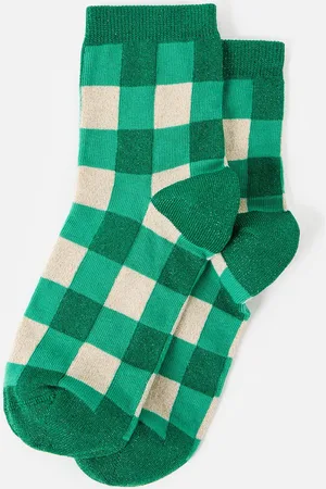 Oliver Bonas & Gold Glitter Chequerboard Ankle Socks