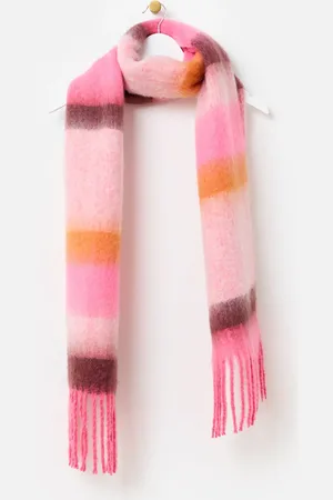Oliver Bonas Pink Striped Heavyweight Tassel Scarf