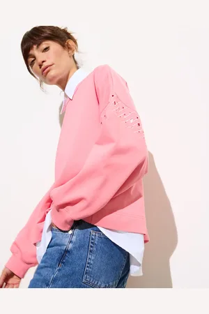 Oliver Bonas Pink Broderie Drop Shoulder Sweatshirt, size 14