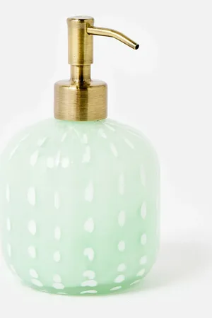 Oliver Bonas Dotty Green Glass Soap Dispenser