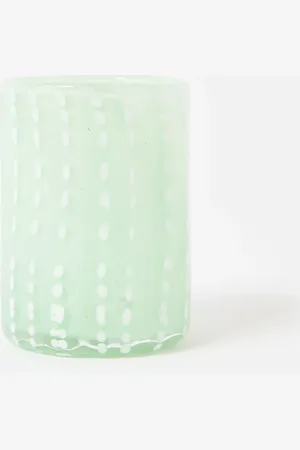 Oliver Bonas Dotty Green Glass Toothbrush Holder