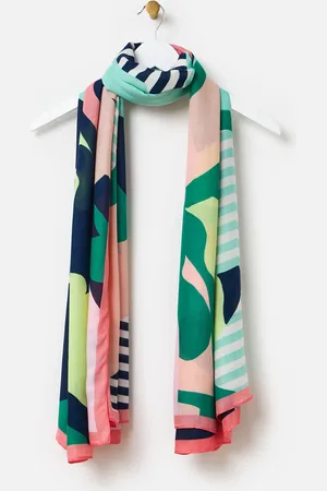 Oliver Bonas Bright Abstract Floral & Striped Lightweight Scarf
