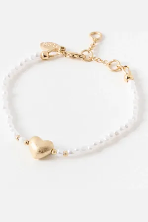 Oliver Bonas Eileen Mini Heart & Faux Pearl Bracelet