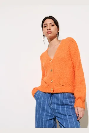 Oliver Bonas Pointelle V-Neck Knitted Cardigan, size 12