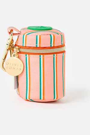 Oliver Bonas Pink & Orange Stripe Poop Bag Holder