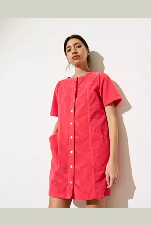 Oliver Bonas Coral Pink Corduroy Mini Dress, size 8