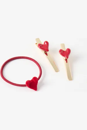Oliver Bonas Sabrina Velvet Heart Hair Band & Hair Slides